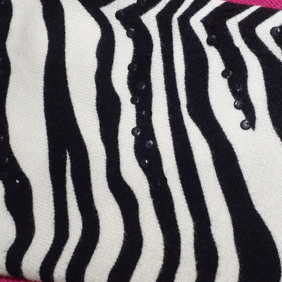 Berek By Takako Sakon Women's Sweater Pink Zebra Sequin Sleeves Size XL - Picture 4 of 8